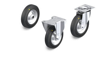 V-EL-serien med elektrisk ledende og antistatiske hjul og trinser