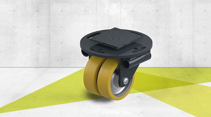 Dobbeltmonterte svingbare hjul for tung belastning med spesiell retningssperre